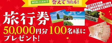 旅行券5万円分が当たる ヤマザキナビスコ 40年ありがとう キャンペーン 答えて当たる 旅行券50 000円分100名様にプレゼント 懸賞で生活する懸賞主婦ブログ