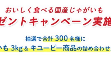 じゃがいも3kg&キユーピー商品詰め合わせが当たる♪クックアンドライフ「国産じゃがいもプレゼントキャンペーン」
