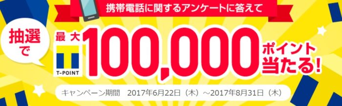 Tポイント 100,000ポイント 他