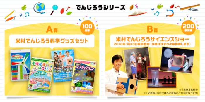 米村でんじろう科学グッズセット  / 米村でんじろうサイエンスショー / プロが行く！ピカピカ掃除キャンペーン / クオカード 1万円分