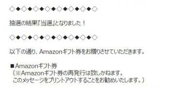 ママこえのキャンペーンで「Amazonギフト券 1,000円分」が当選