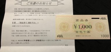 フィール・伊藤園のハガキ懸賞で「商品券 1,000円分」が当選