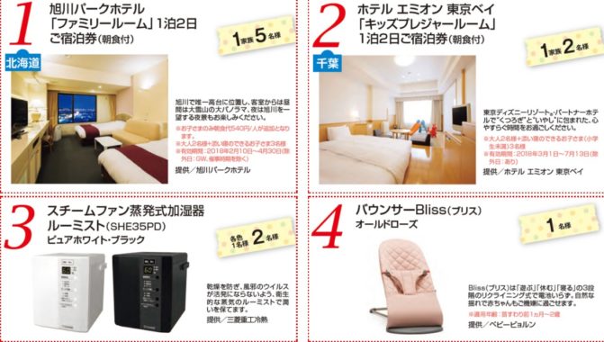 旭川パークホテルファミリールーム宿泊券 / バウンサーBliss / 床拭きロボット Braava jet240