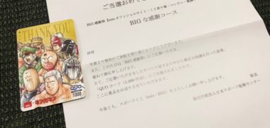 日本スポーツ振興センターのキャンペーンで「QUOカード 1,000円分」が当選