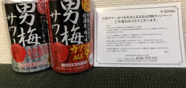 サッポロのキャンペーンで「男梅サワー&超男梅サワー」のセットが当選