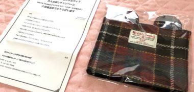 グリコのキャンペーンで「HARRIS TWEED オリジナルベアポーチ」が当選