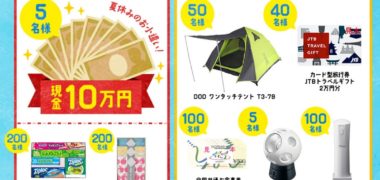 シュフー チラシアプリの「平成最後の夏休み ド・ドーンと総勢10,000人にプレゼント!」キャンペーン