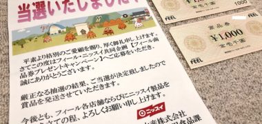 フィール・ニッスイのハガキ懸賞で「商品券 2,000円分」が当選