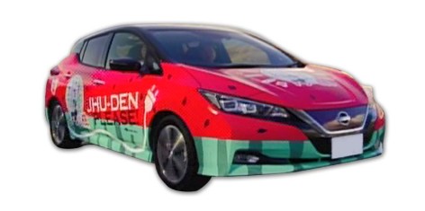 スイカ柄の日産リーフ