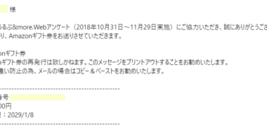 るるぶ&more.のアンケートで「Amazonギフト券 500円分」が当選