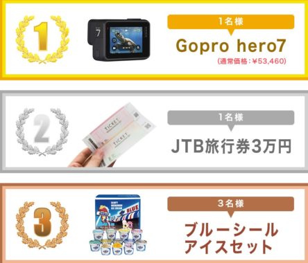 Gopro hero7 / 旅行券 3万円 / ブルーシールアイスセット