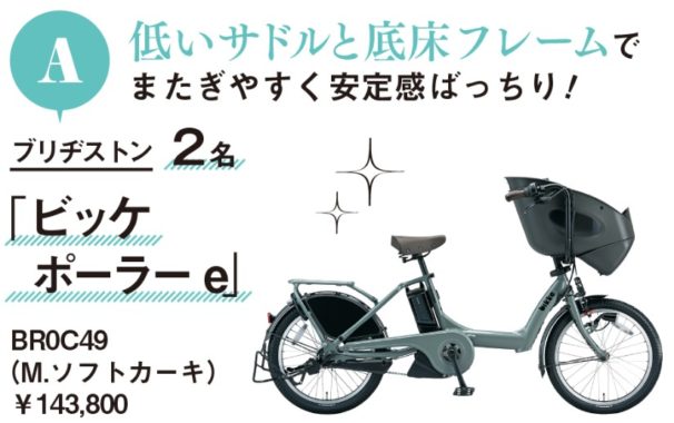 ブリヂストン「ビッケ ポーラー e」 / パナソニック「ギュット・アニーズ・DX・26」 / ブリヂストン「ステップクルーズ e」 / ブリヂストン「ハイディキッズ［16インチ］」 / ブリヂストン「ハッチ［18インチ］」