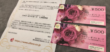 イーフローラのTwitter懸賞で「フラワーギフト券 1,000円分」が当選