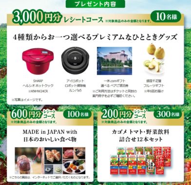 3,000円分レシートコース /  600円分レシートコース /  200円分レシートコース