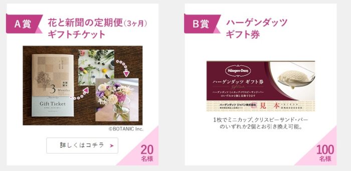 花と新聞の定期便ギフトチケット / ハーゲンダッツギフト券