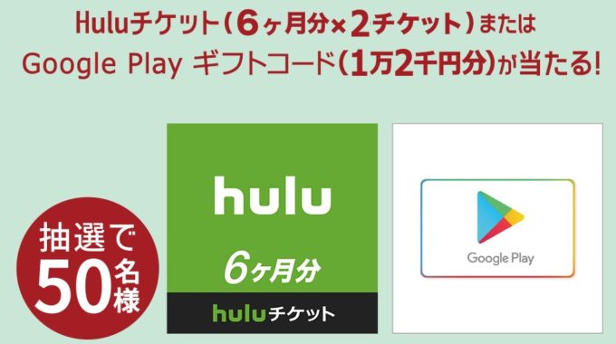 Huluチケット6ヶ月分 / Google Playギフトコード 1万2千円分
