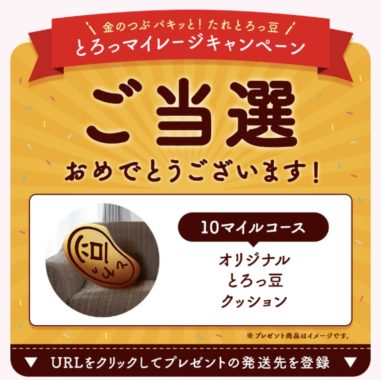 ミツカンのLINE懸賞で「とろっ豆クッション」が当選