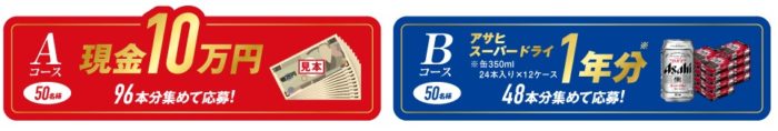現金10万円 / アサヒスーパードライ1年分 他