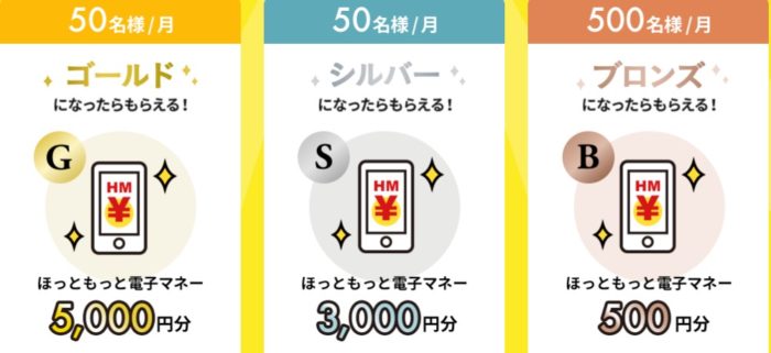 ほっともっと電子マネー5,000円分 / ほっともっと電子マネー3,000円分 他