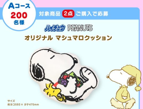 ハイチュウ PEANUTオリジナル マシュマロクッション / QUOカード 500円分