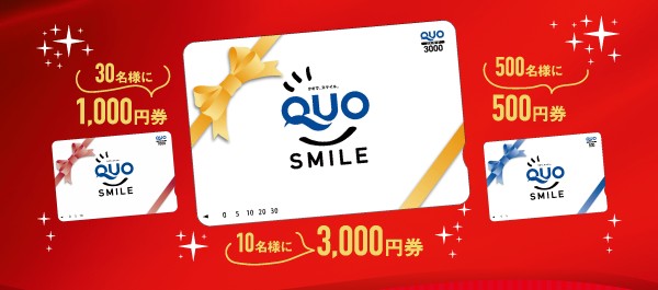 QUOカード3,000円分 / QUOカード1,000円分 / QUOカード500円分