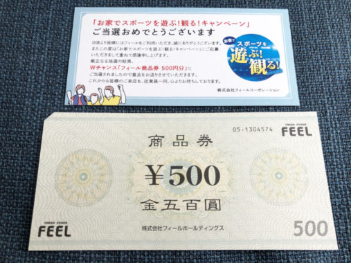 フィール・メーカー各社のハガキ懸賞で「商品券500円分」が当選