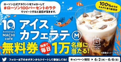 アイスカフェラテ抽選で毎日1万名様に当たる！