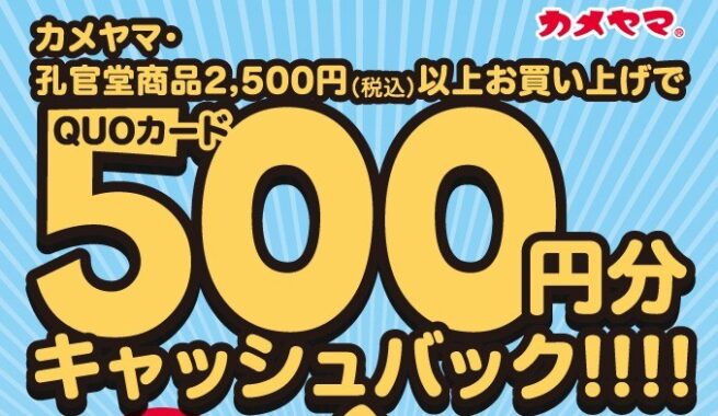 もれなく全員に! QUOカード500円分キャッシュバック！