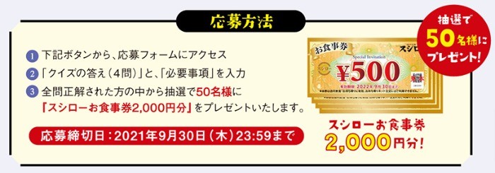 スシローの食事券が当たるクイズキャンペーン☆／懸賞主婦