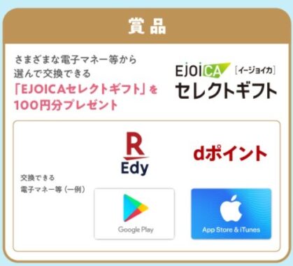 選べる電子マネー 100円分