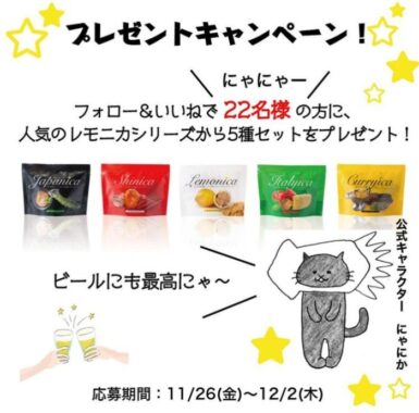 口サイズのイカフライ「Lemonica」シリーズ5種セットが当たるInstagram懸賞♪