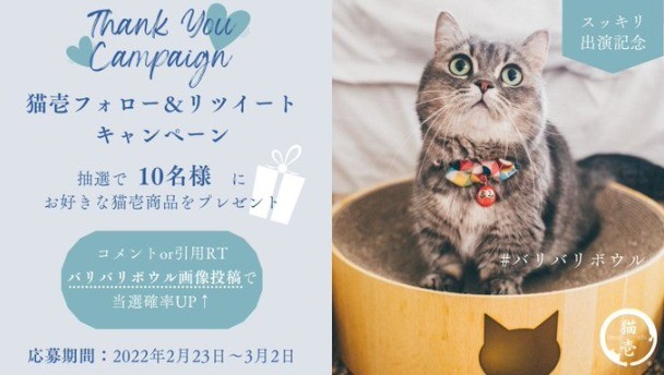 猫用品メーカー「猫壱」のお好きな商品が当たるTwitter懸賞☆