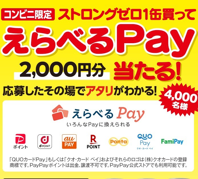 2,000円分のえらべるPayがその場で当たるコンビニ限定キャンペーン♪｜懸賞主婦