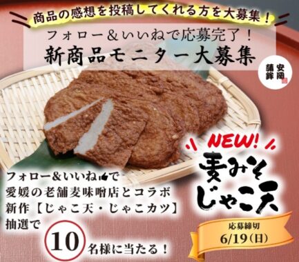 愛媛の老舗企業がコラボした新感覚の「麦味噌じゃこ天」商品モニターキャンペーン♪