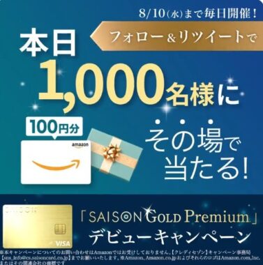 Amazonギフト券100円分が総勢1万人に当たるキャンペーン！