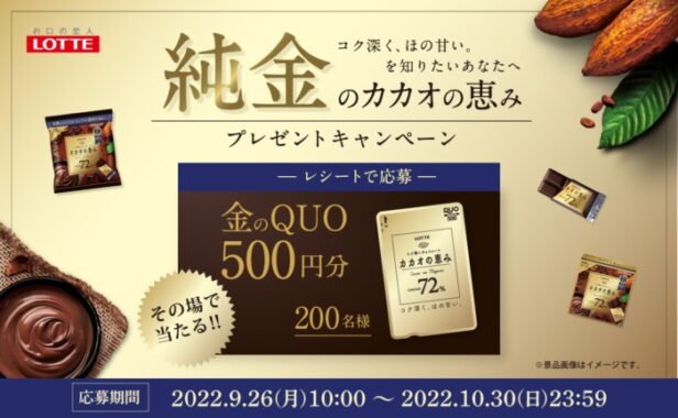 純金のカカオの恵み プレゼントキャンペーン レシートで応募コース