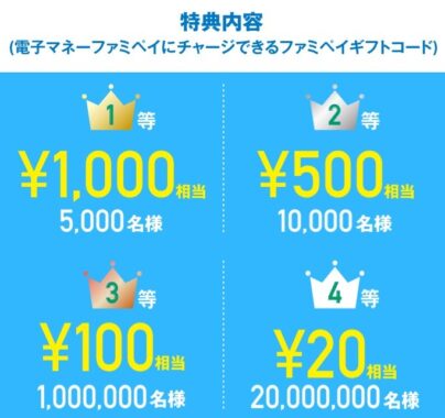 ファミリーマート「払込票で“スマホくじ祭り“その場で当たる総額5億円！ キャンペーン」特設サイト