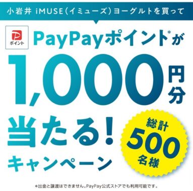 小岩井 iMUSE（イミューズ）ヨーグルトを買ってPayPayポイント1,000円分当たる！キャンペーン