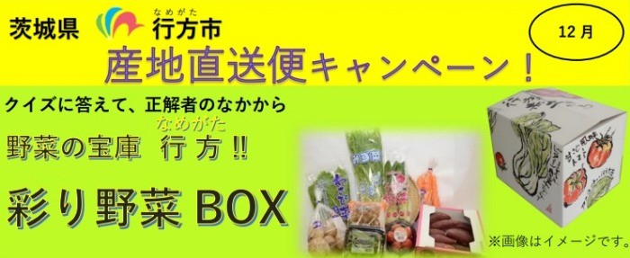 茨城県「行方市（なめがたし）」の彩り野菜ボックスが当たるクイズ懸賞♪