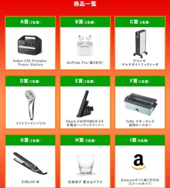 厳選された豪華賞品が当たるクリスマスキャンペーン！