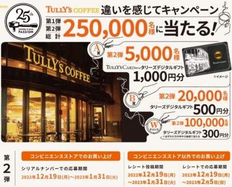 タリーズデジタルギフト 最大1,000円分