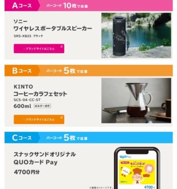 ポータブルスピーカーやコーヒーカラフェセットなどが当たるハガキ懸賞！