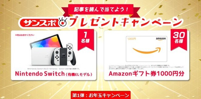 Nintendo Switchやアマギフが当たるお年玉キャンペーン！