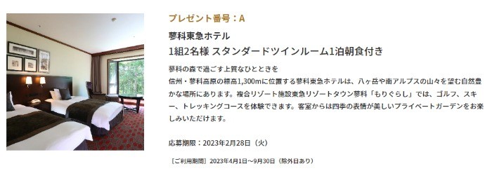 蓼科 東急ホテル ペア宿泊ご招待券 6月30日まで | www.crf.org.br