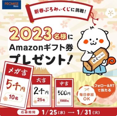 最大5,000円分のAmazonギフト券がその場で当たる大量当選キャンペーン！