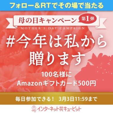 Amazonギフトカード500円分がその場で当たるTwitterキャンペーン！