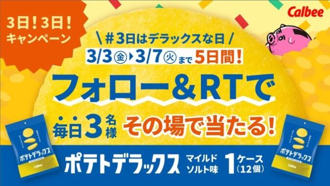 ポテトデラックスマイルドソルト味が毎日3名様に当たるキャンペーン！