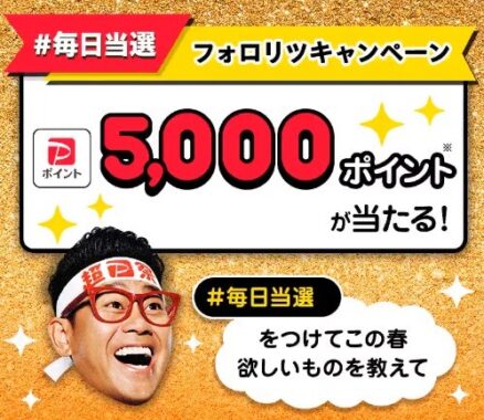 5,000円分のPayPayポイントが当たるTwitter毎日応募キャンペーン！