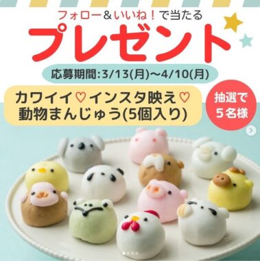 創業大正5年「お菓子処ひろせ」の動物まんじゅうが当たるSNS懸賞♪