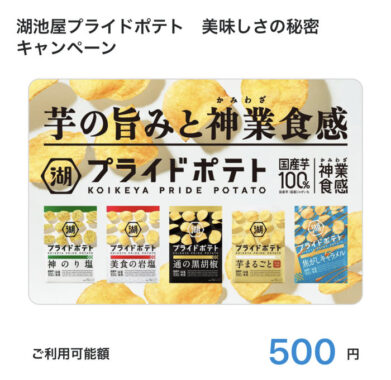 湖池屋のTwitter懸賞で「QUOカードPay500円分」が当選